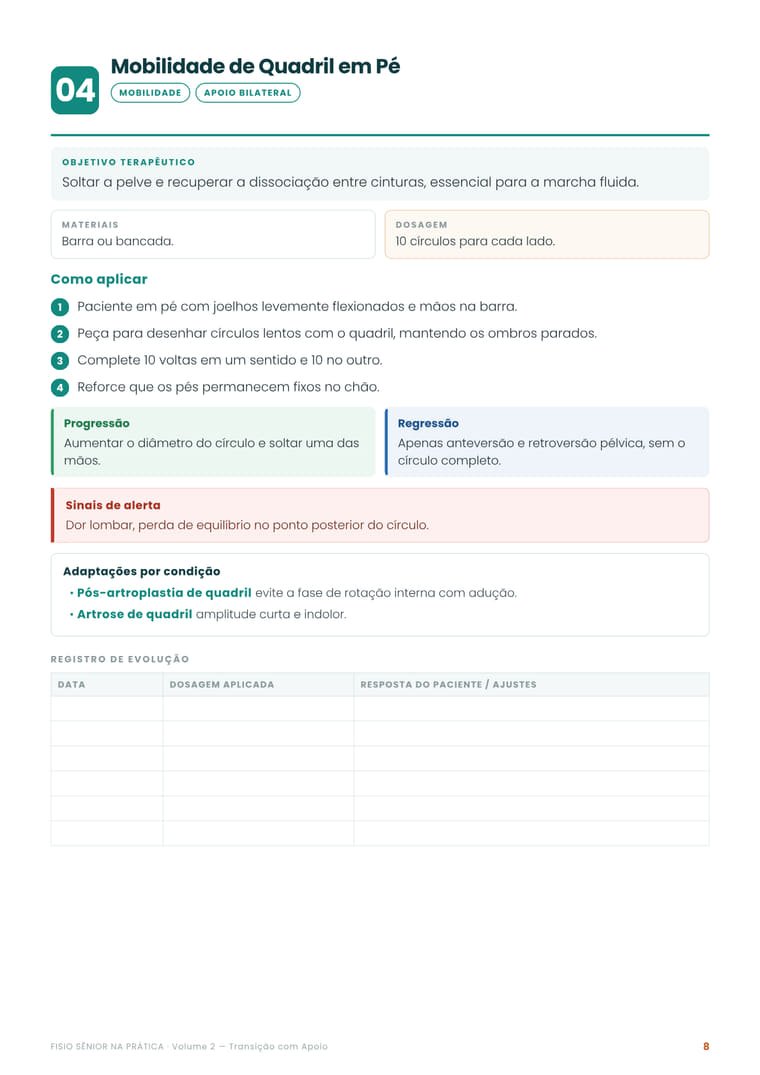 Ficha de atividade: Mobilidade de Quadril em Pé, do Volume 2
