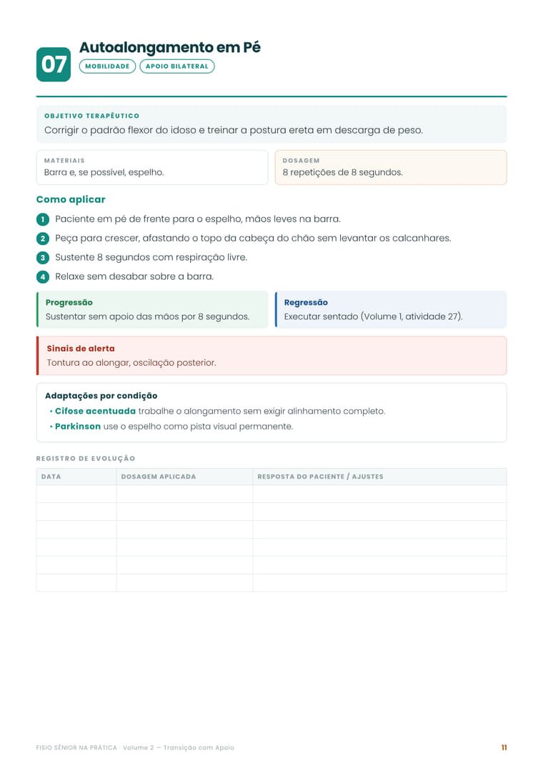 Ficha de atividade: Autoalongamento em Pé, do Volume 2